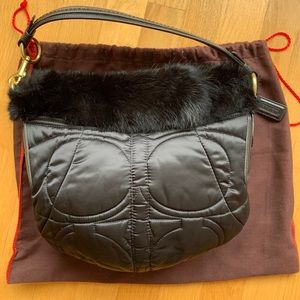 Coach Shoulder bag with Fur Trim